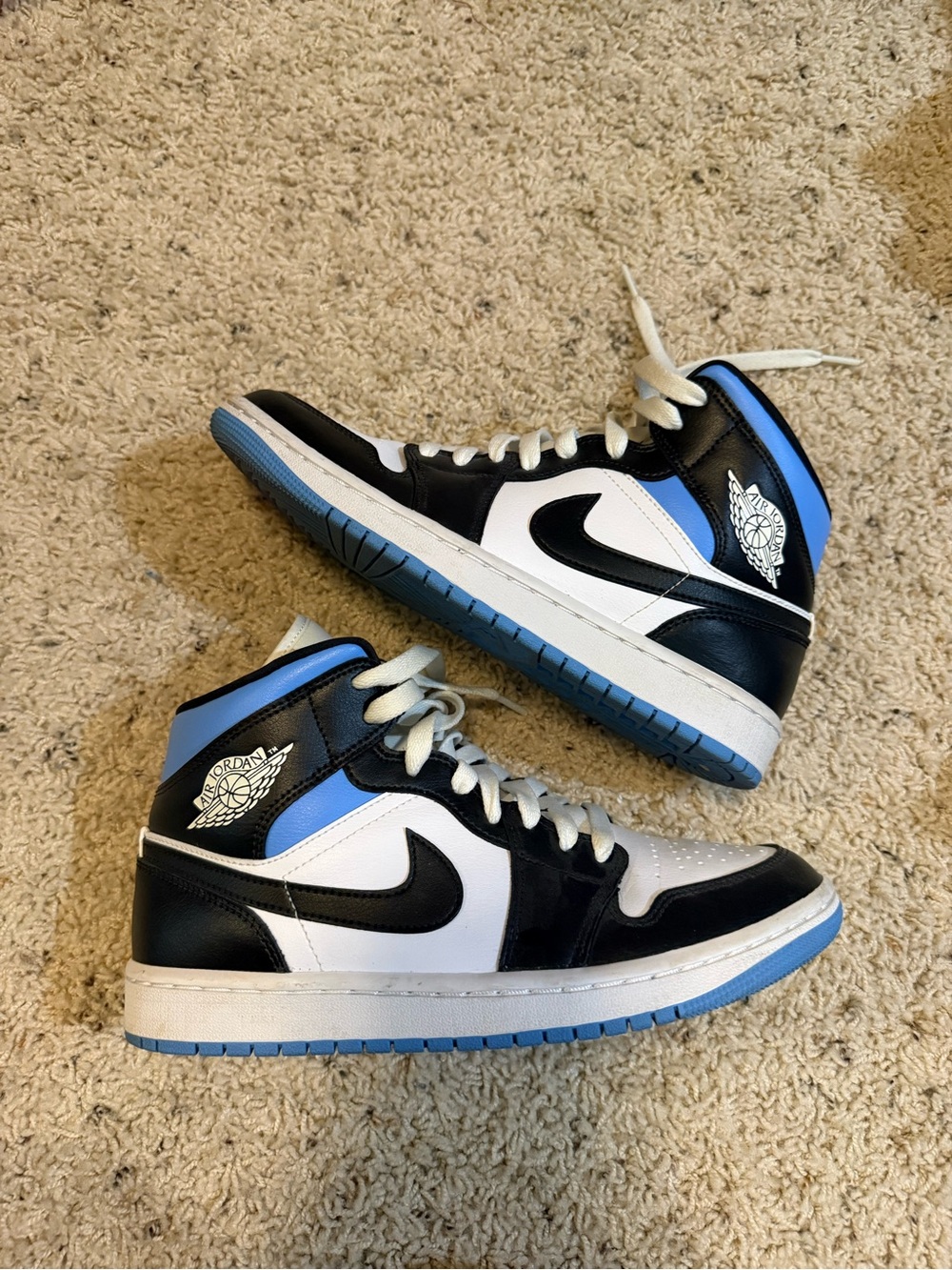Nike Black White and Blue Air Jordan Low Top Sneakers